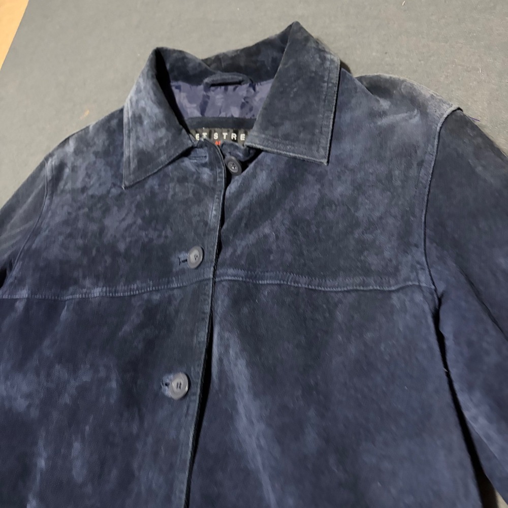 Fleet Street Suede Jacket Mens Size S Navy Blue - Picture 4 of 11